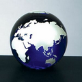 Cobalt Blue Molten Glass World Globe w/ Silver Trim (3")